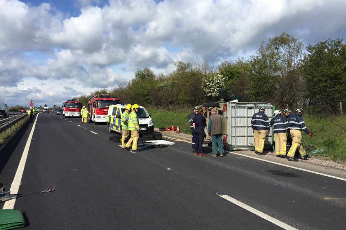 Pictures and video Traffic chaos as busy A5 at Shrewsbury closed