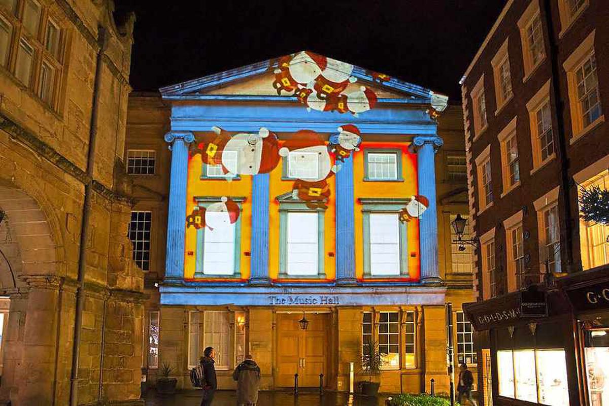 Shrewsbury town centre lit up in Christmas display