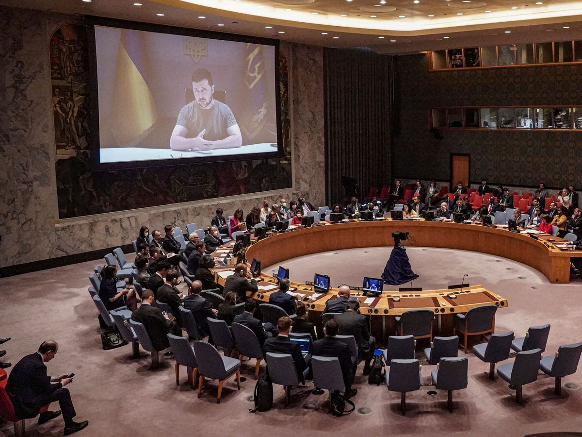 Volodymyr Zelensky addresses the UN Security Council