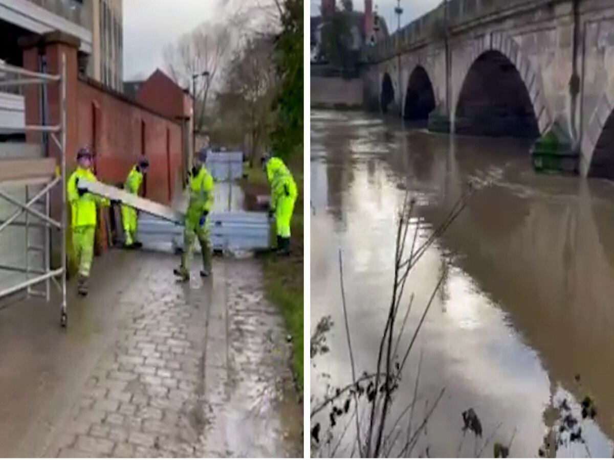 Flood Barriers Deployed In Shrewsbury As Waters Rise On The River ...