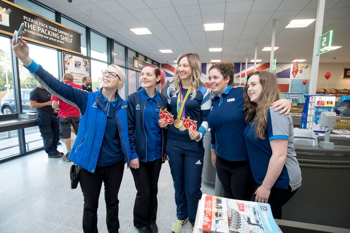 Olympic gold medal winner helps open Aldi's new Shrewsbury store