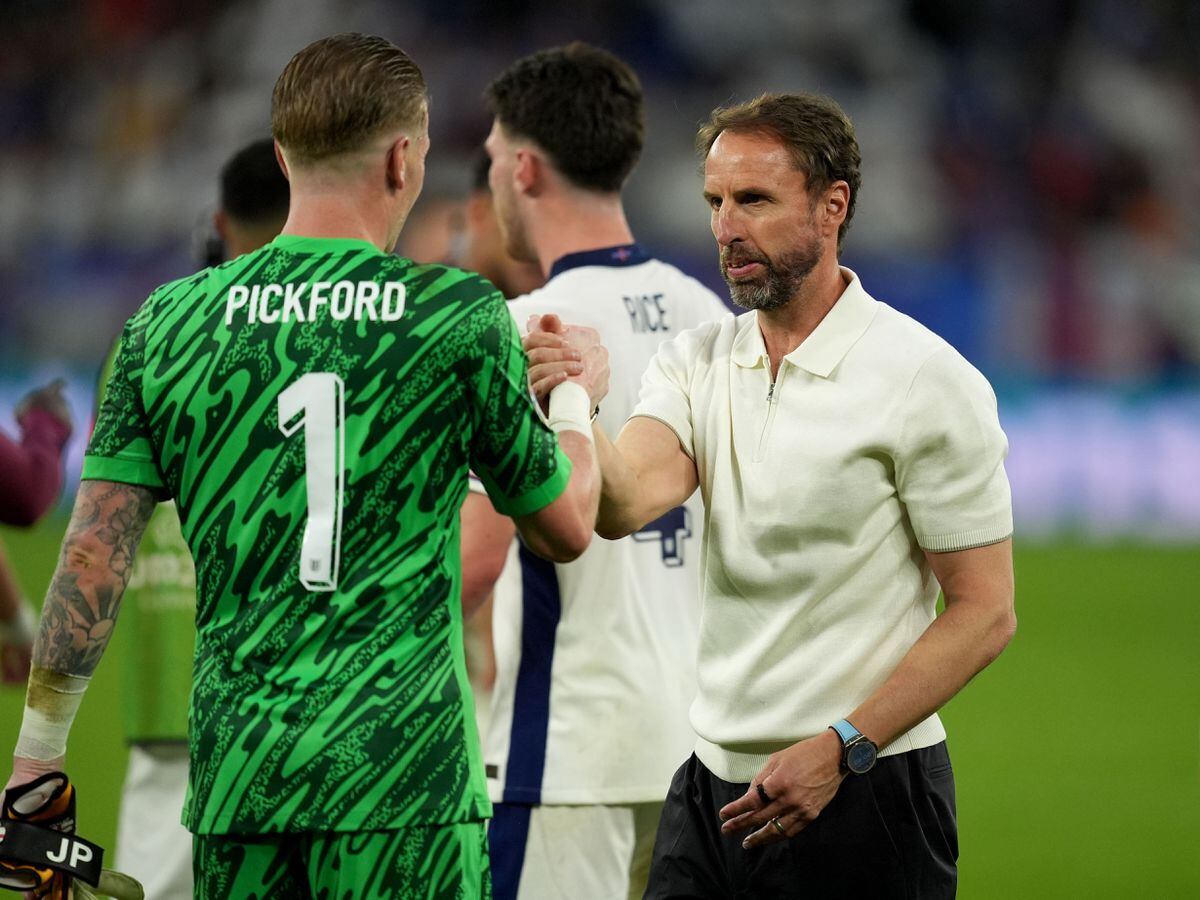 Jordan Pickford and Declan Rice thank departing England boss Gareth Southgate