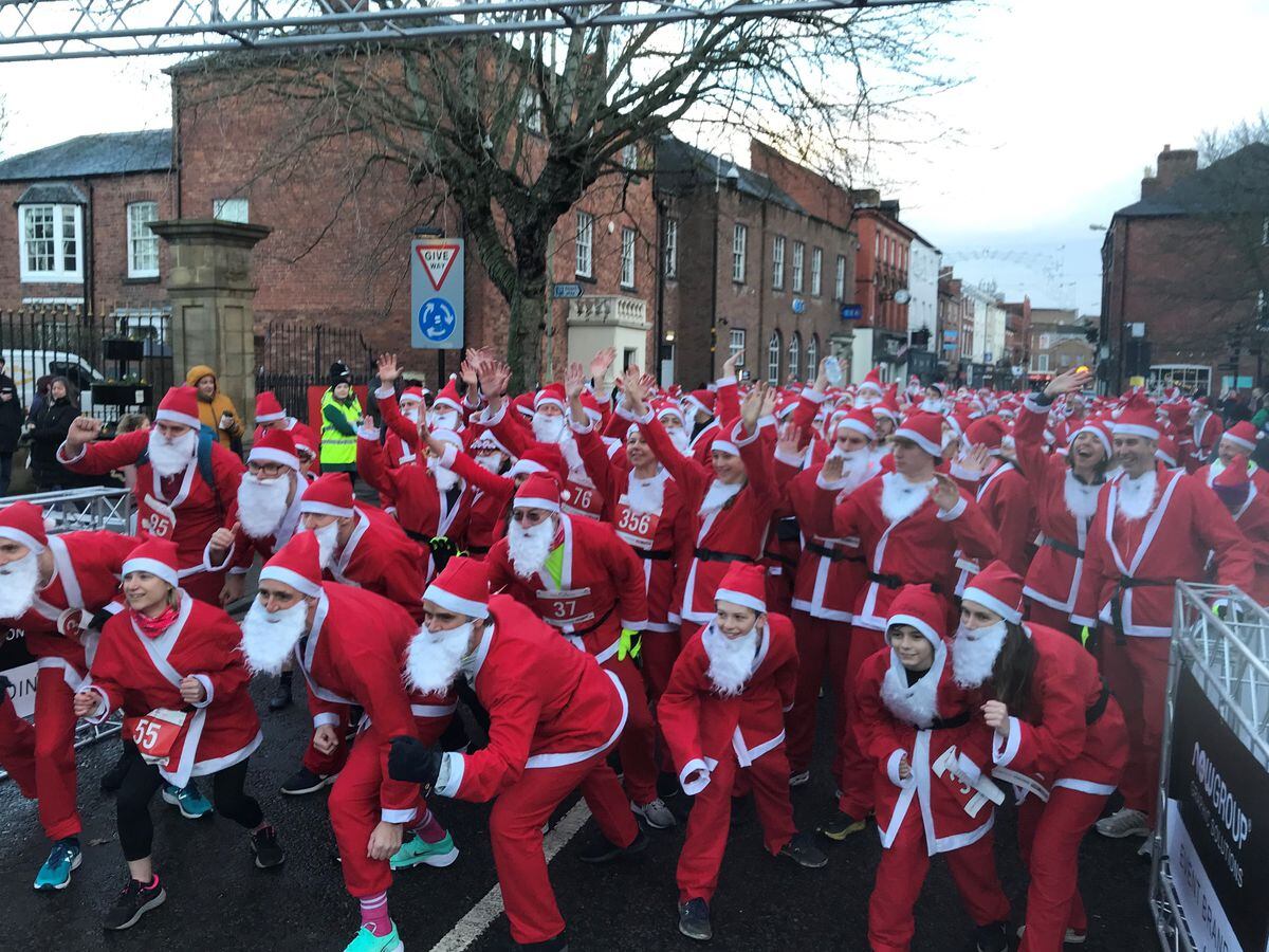 Hundreds Of Santas Take To The Streets Of Oswestry For Fun Run