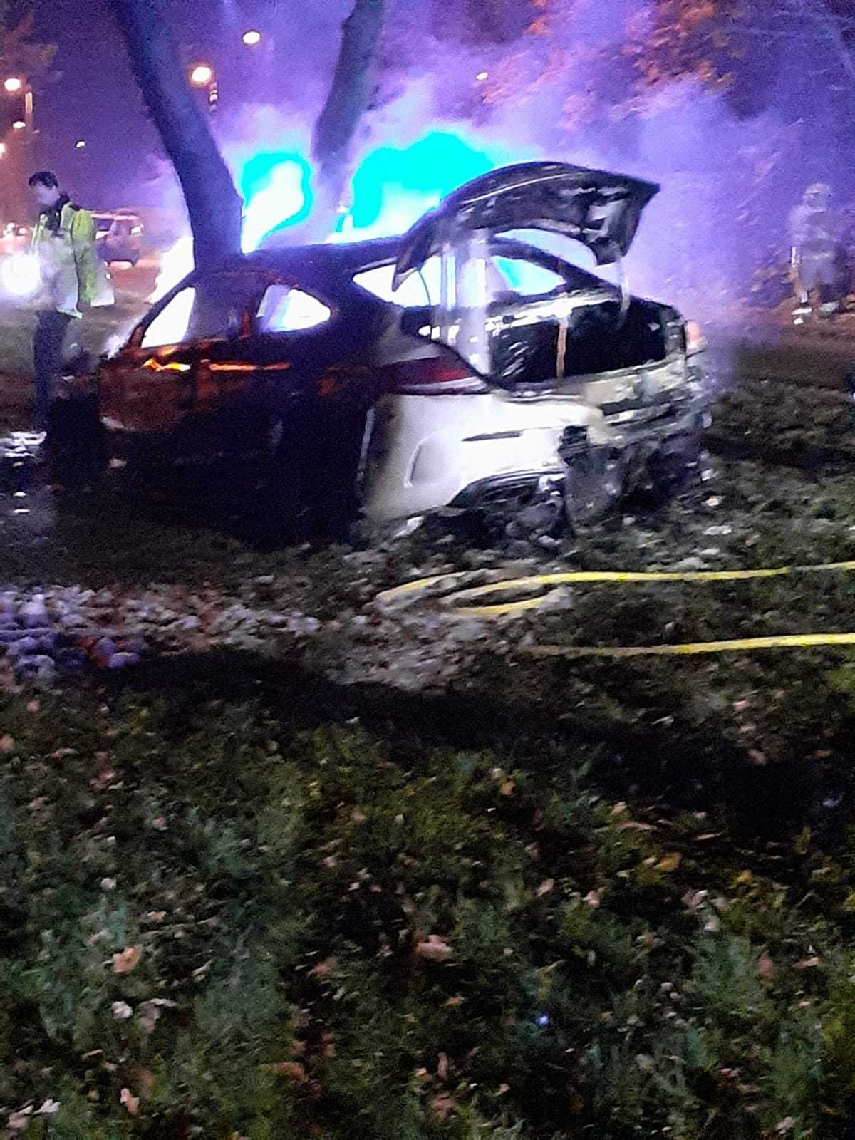 Car in flames after hitting tree in Shrewsbury crash | Shropshire Star