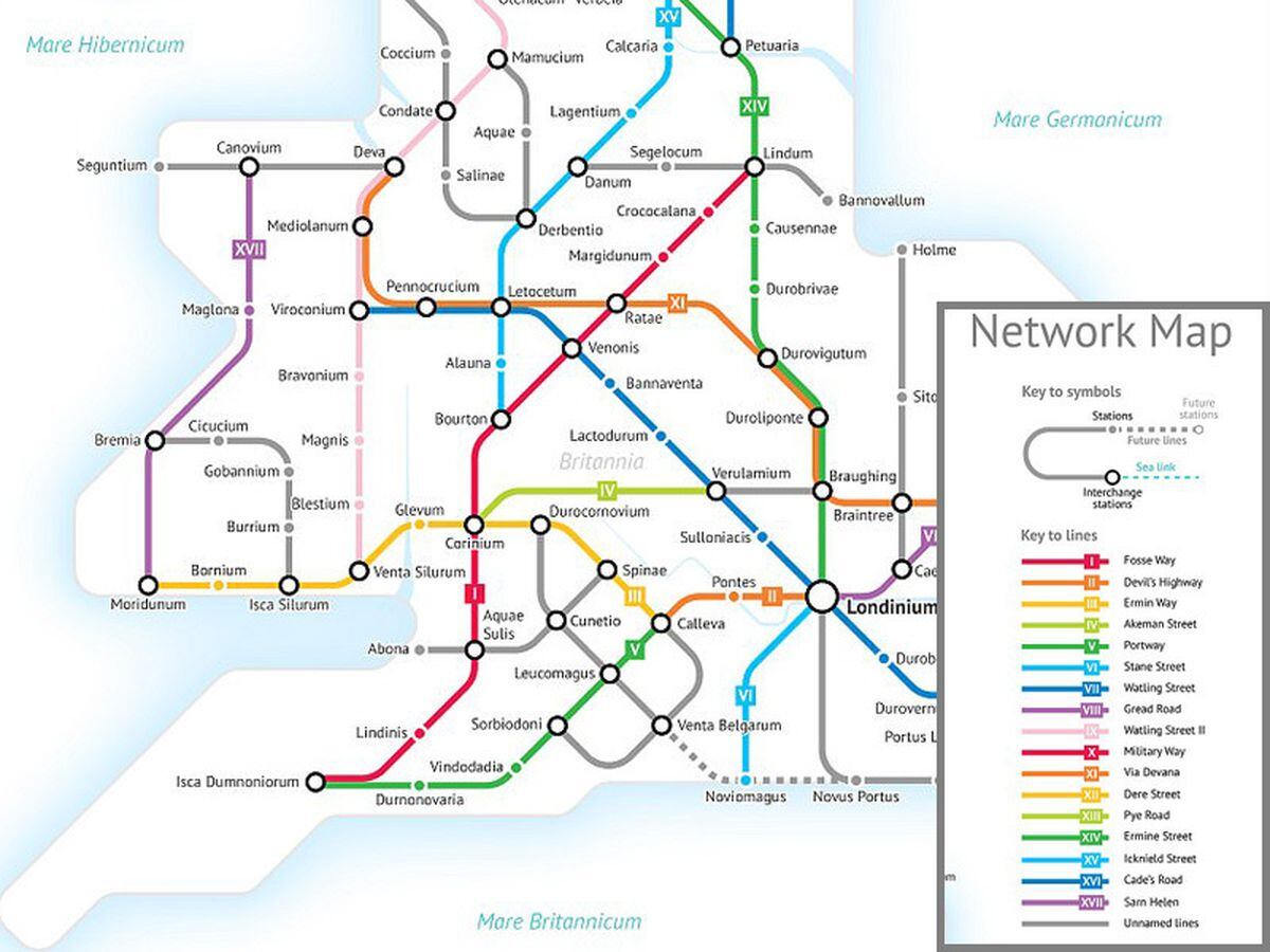 Britain Roman Roads Map Shropshire's Roman Roads Part Of New London Underground-Style Map |  Shropshire Star