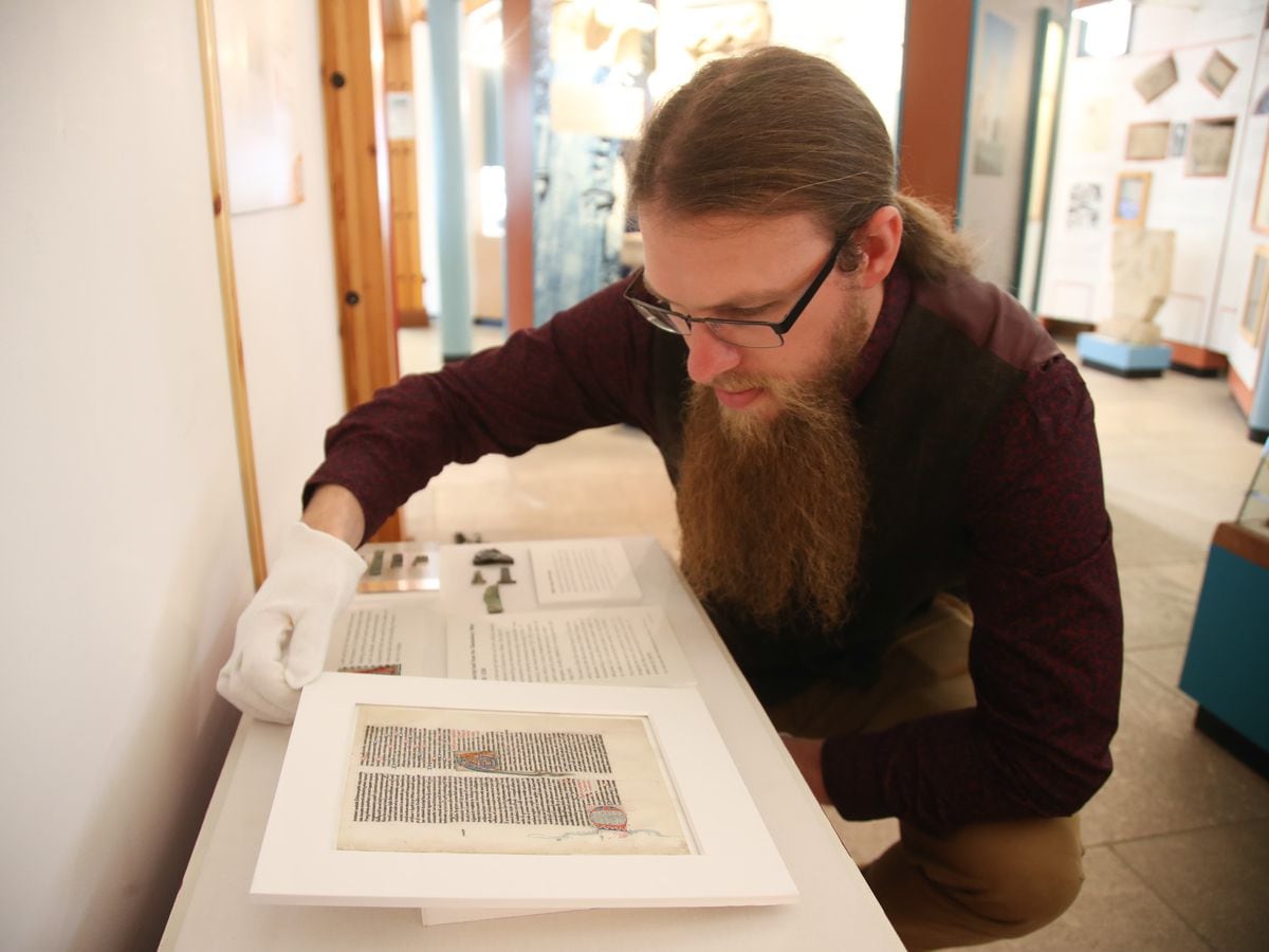 Page From 800-year-old Bible On Display At Glastonbury Abbey ...