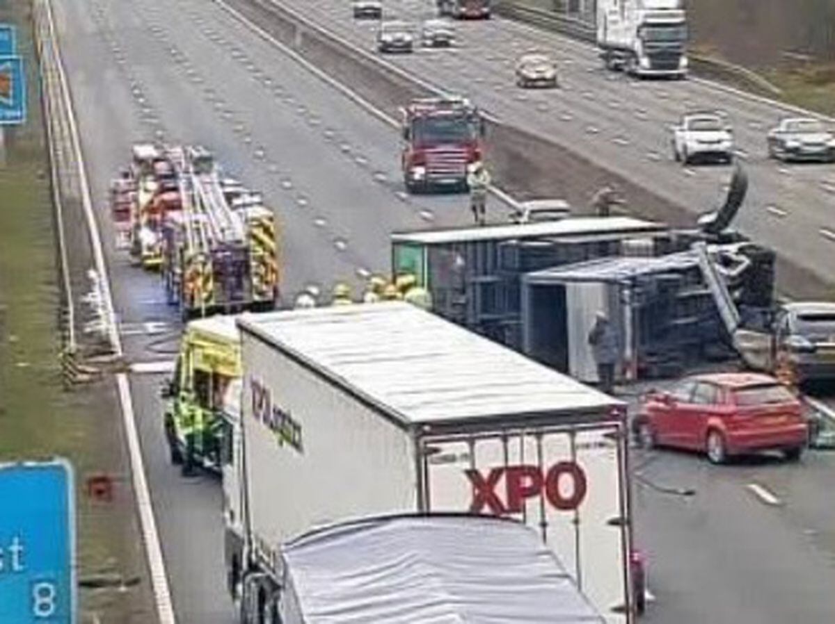 One man taken to hospital after lorries overturn and diesel spills