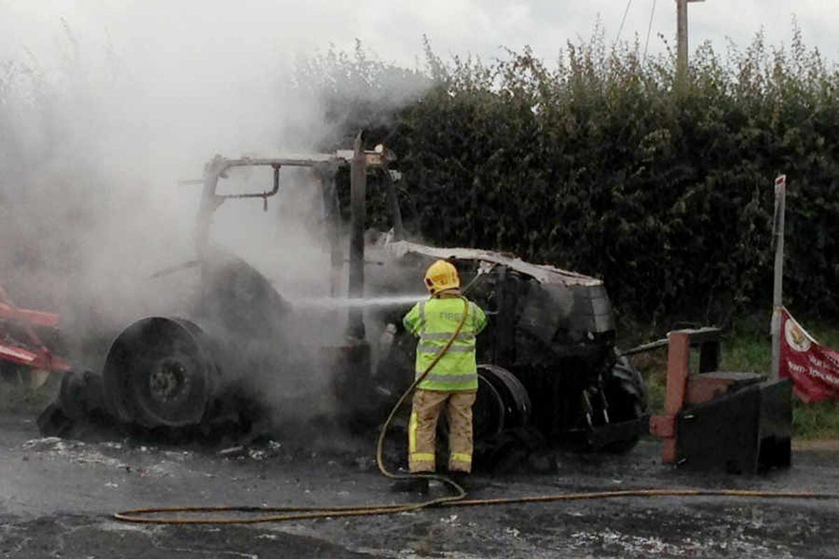 Driver Escapes As Tractor Goes Up In Flames Near Shrewsbury