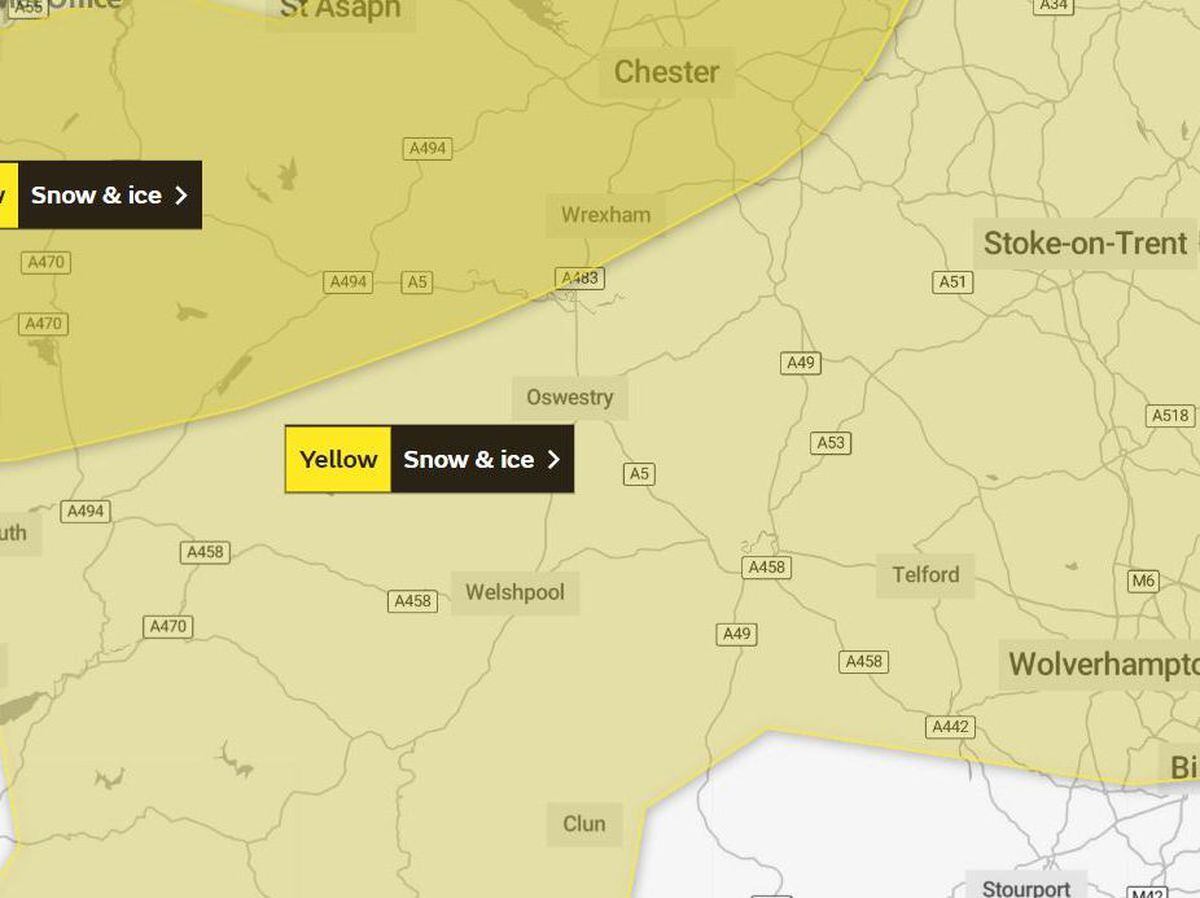 Snow, ice and freezing temperatures due as Met Office issues 24-hour weather  warning | Shropshire Star