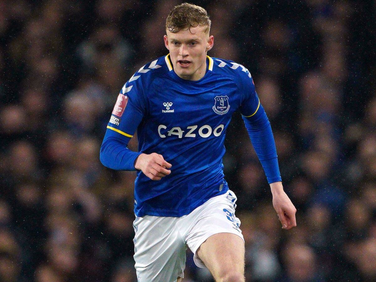  Jarrad Branthwaite, a young defender playing for Everton, is captured in action during a match.