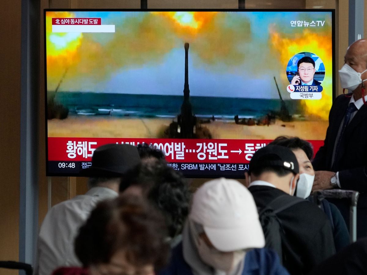 Missile launch on TV screen