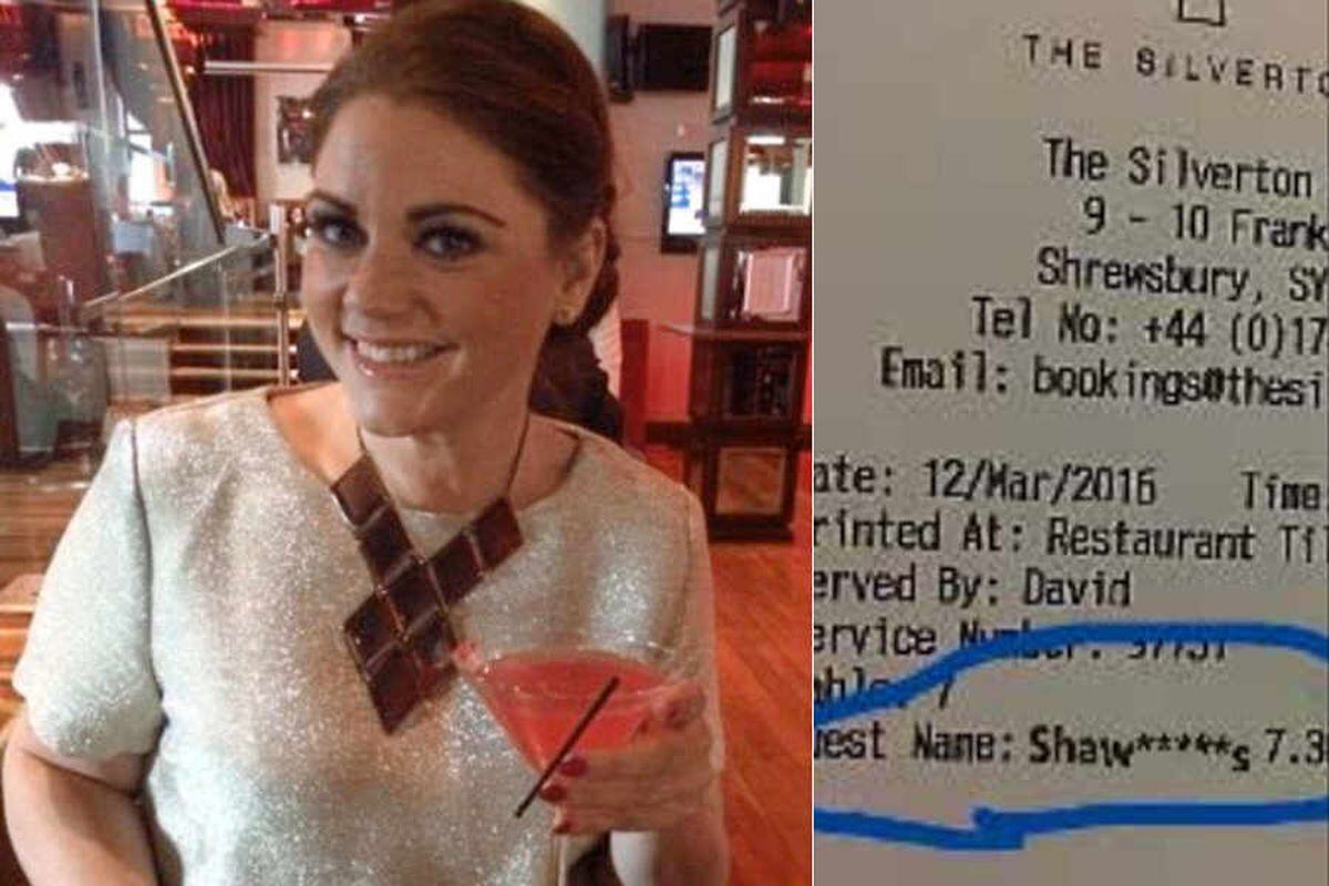 Shrewsbury restaurant bill has a nasty aftertaste with rude name