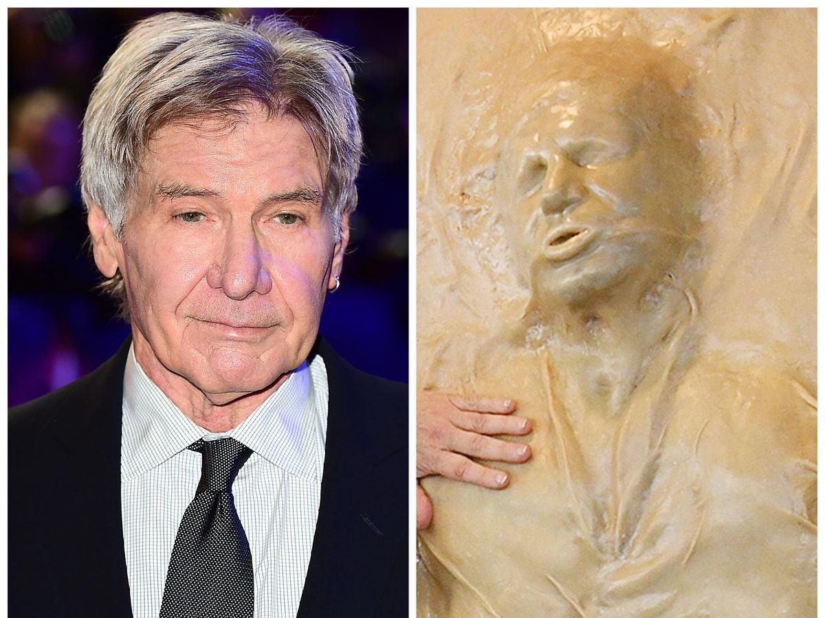 Composite image of Harrison Ford next to the Bread sculpture