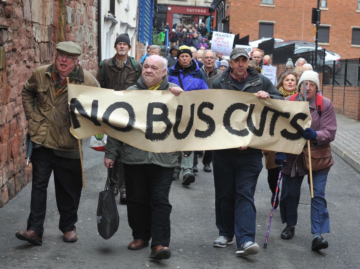 Dozens Join Shrewsbury Protest Against Bus Service Cuts - PICTURES And ...