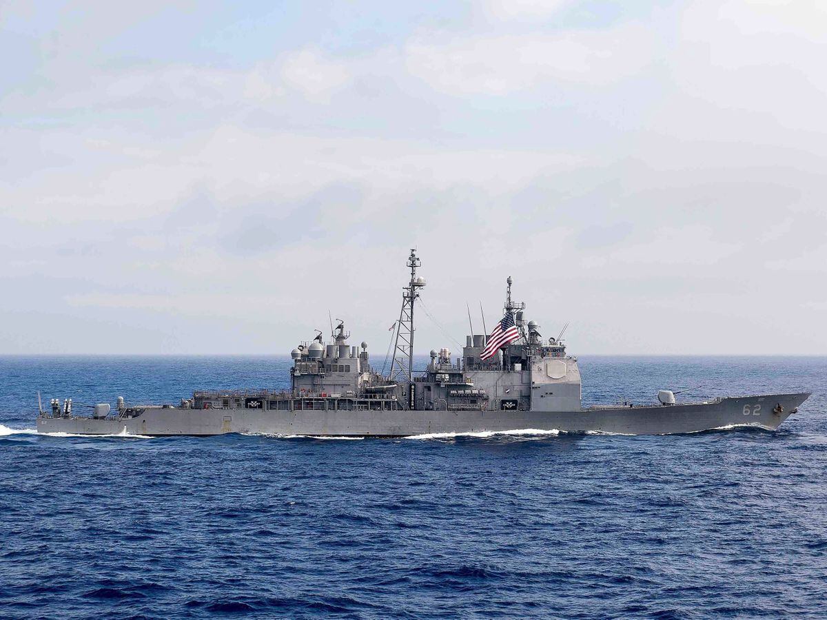 The guided-missile cruiser USS Chancellorsville transits the Philippine Sea in 2016