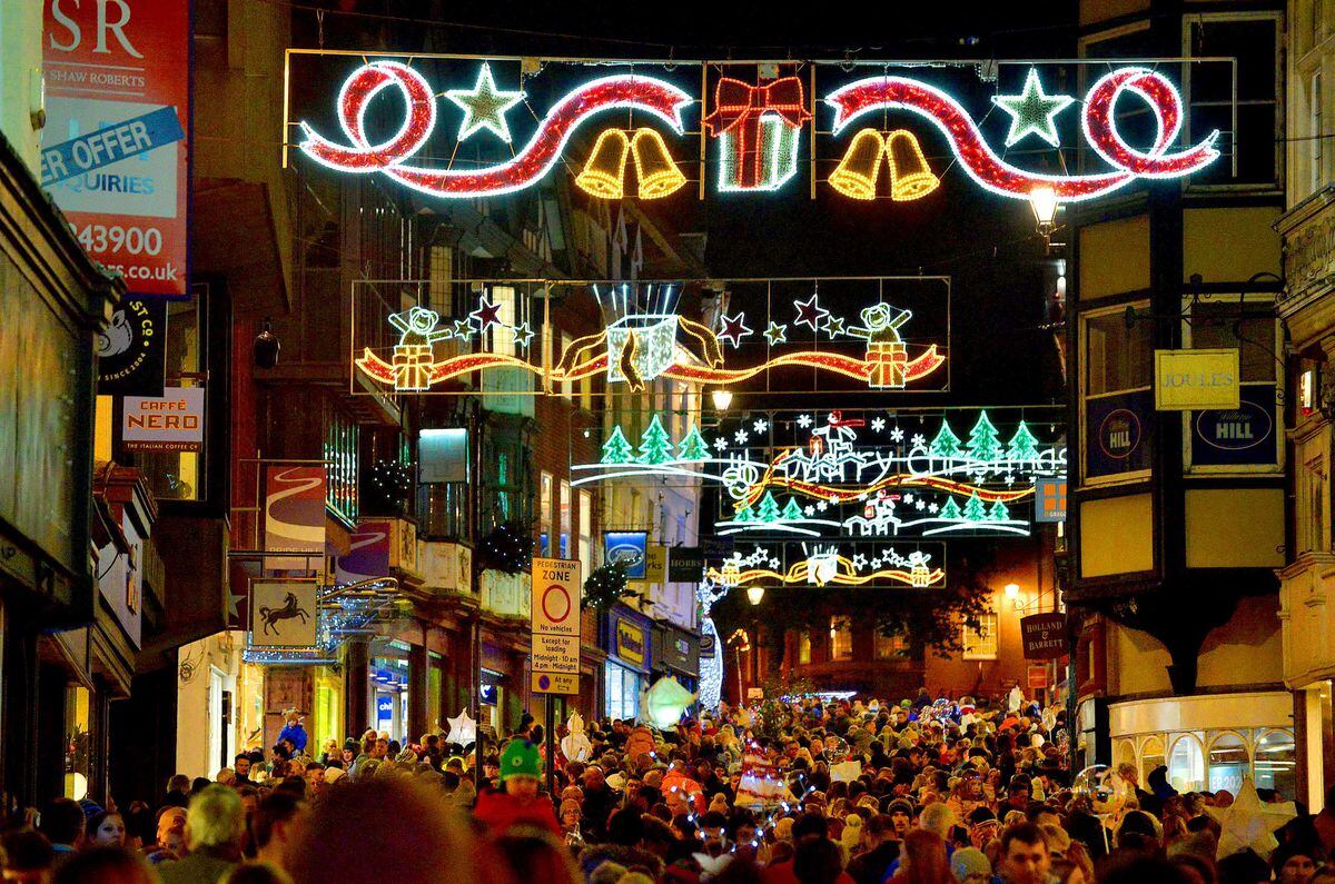 Shrewsbury twinkling for Christmas after switchon in pictures