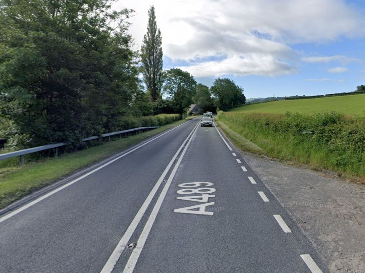 Road closed due to crash on the A489 from Caersws to Newtown