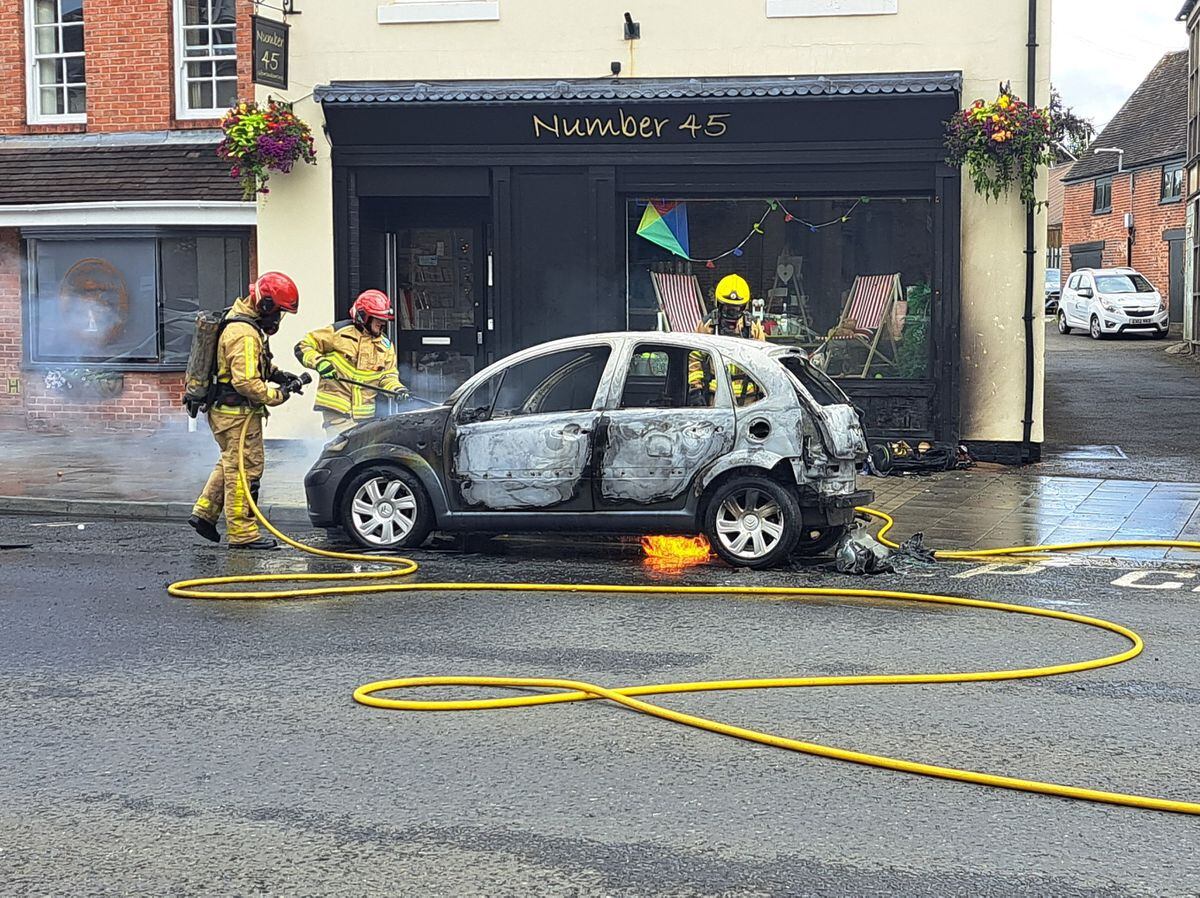 Car destroyed by fire in town high street incident | Shropshire Star