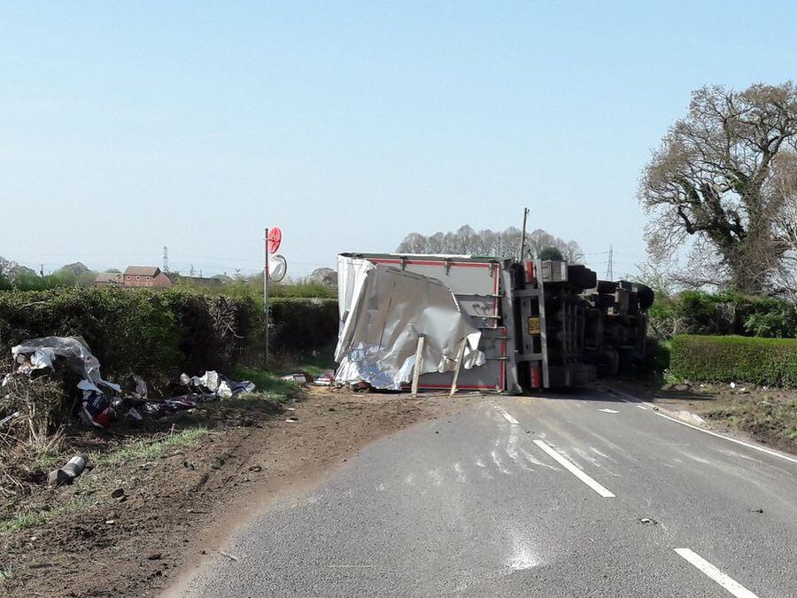 A53 Crash Lorry Rolls Over And Sheds Load Blocking Main Road Near Shrewsbury Shropshire Star