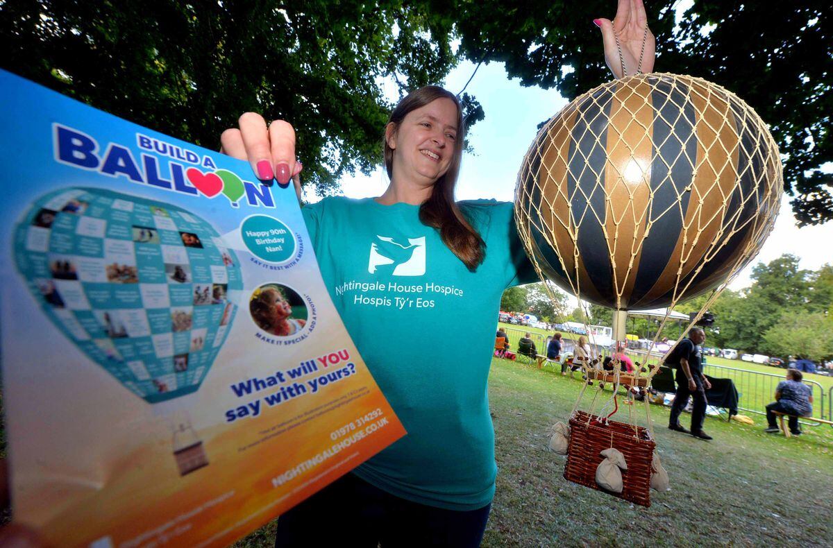 Elaine Warren from Nightingale House Hospice with the Build a Balloon appeal