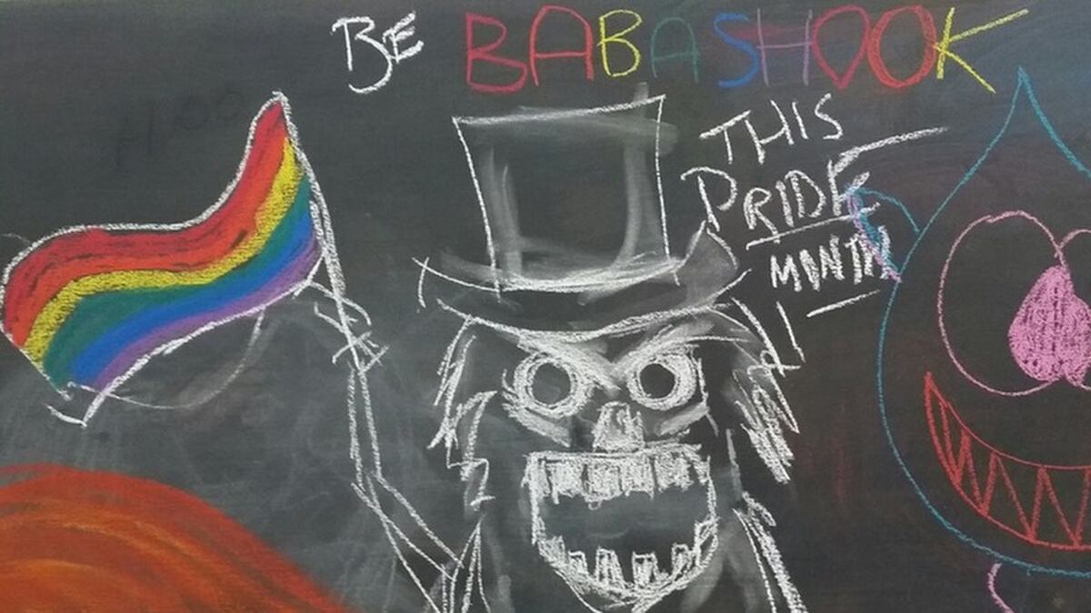 babadook gay pride pin