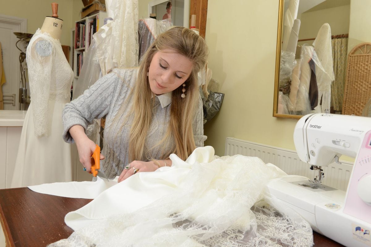 I make a bride feel beautiful Shropshire wedding dress maker and her