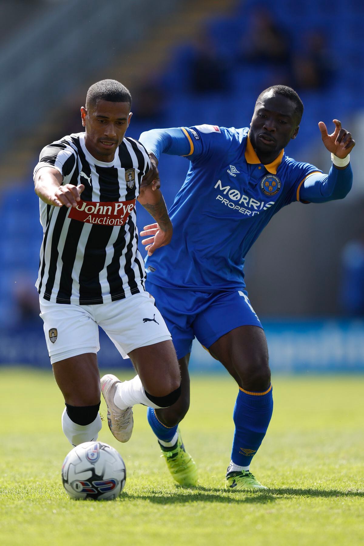 Daniel Udoh of Shrewsbury Town celebrates after scoring during the Sky Bet  League 1 match between AFC Wimbledon and Shrewsbury Town at Plough Lane,  Wimbledon on Saturday 29th January 2022. (Photo by