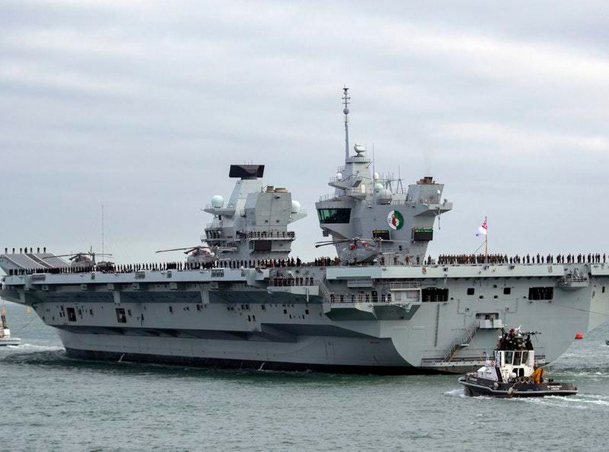 Aircraft carrier HMS Queen Elizabeth returns to port after on board ...