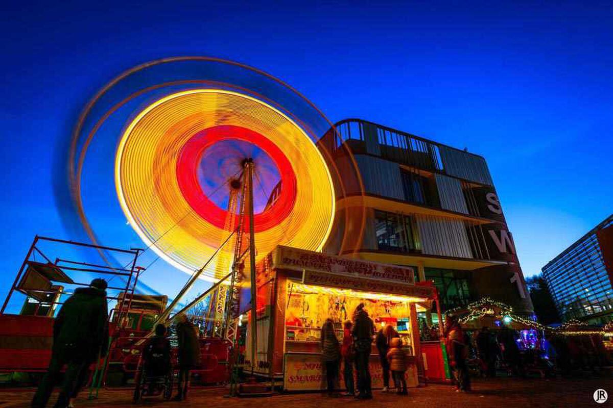 Ferris wheel pictured at Telford's European Christmas Market