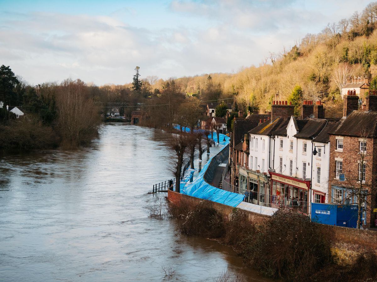 Flood Barriers Being Taken Down In Ironbridge As River Levels Continue