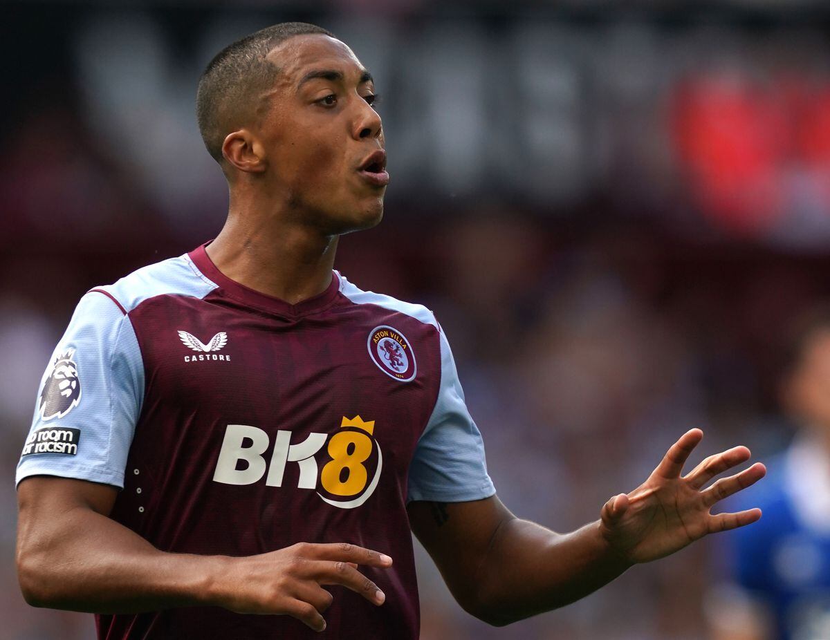  Youri Tielemans of Aston Villa looks on during the match against Everton at Villa Park.