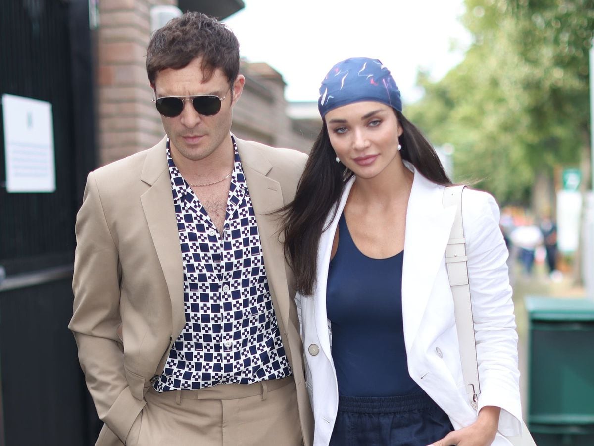Actors Ed Westwick and Amy Jackson arrive together at Wimbledon