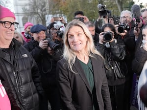 Labour MP Kim Leadbeater with supporters outside Parliament