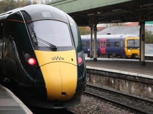 A Great Western Railway train at a platform in Bristol