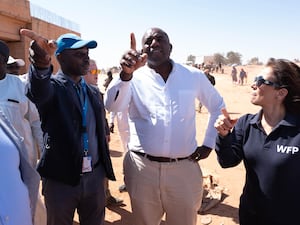 Foreign Secretary David Lammy visits the Border Bridge in Adre, the border crossing between Chad and Sudan where thousands of refugees have been crossing into Chad fleeing civil war in Sudan