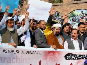 Angry protesters in the street