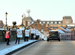 The silent protest saw people lined up on the English Bridge 