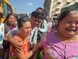 Released prisoners are welcomed by family