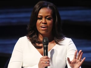 Michelle Obama speaking at the Royal Festival Hall in London during her visit to the UK to publicise her memoir Becoming