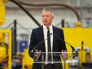 Armed forces minister Luke Pollard speaking at a lectern