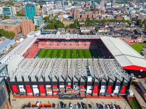 Sheffield United's Bramall Lane Stadium seen from above