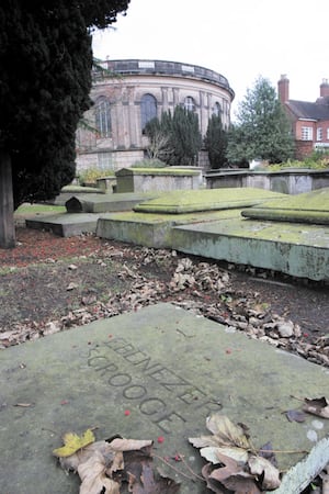 The gravestone as it was before the damage.