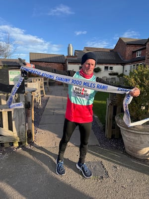 Shaun completed his challenge - running one extra mile to make sure he'd gone past 3,000.