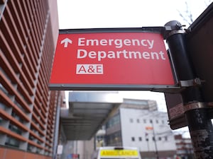 Signage for the Accident & Emergency department outside the Royal London Hospital in Whitechapel, east London