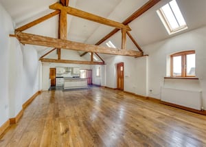 Knowle Bank Barn features beamed ceilings throughout. Picture: Rightmove and Berriman Eaton. 