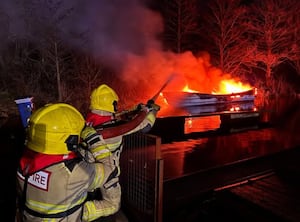 The fire at Chirk Marina. Picture: NWFRS Wrexham Green Watch