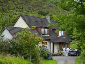 Police at the scene of a shooting in Dornie, Wester Ross