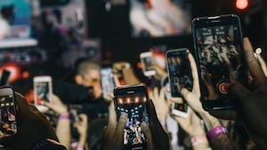 People holding their phones up at an event. A council says they should enjoy the moment instead