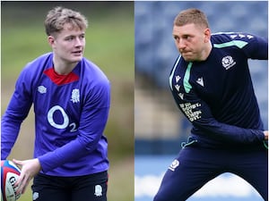 A composite image of England's Fin Smith (left) and Scotland's Finn Russell