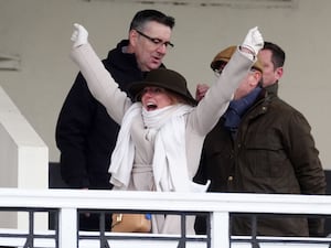 Christian and Geri Horner celebrate their horse winning a race